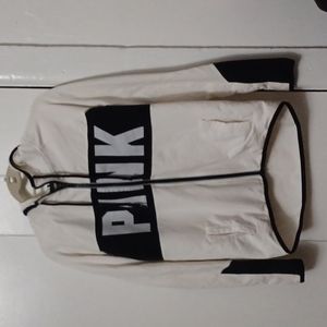 Pink Victoria's Secret zip up cream gray and black hoodie